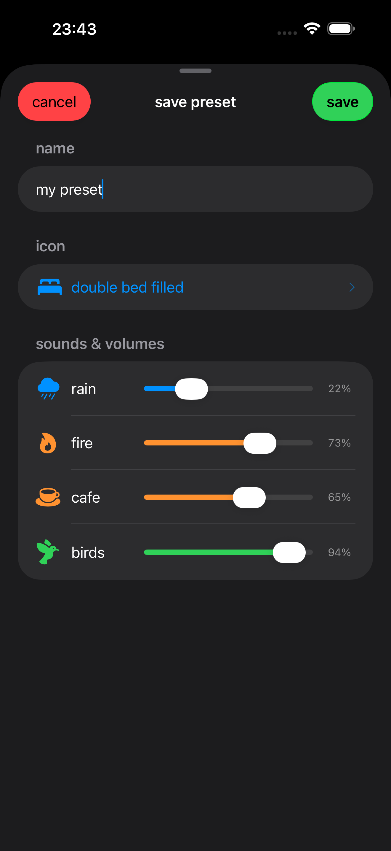 murmur save preset screen